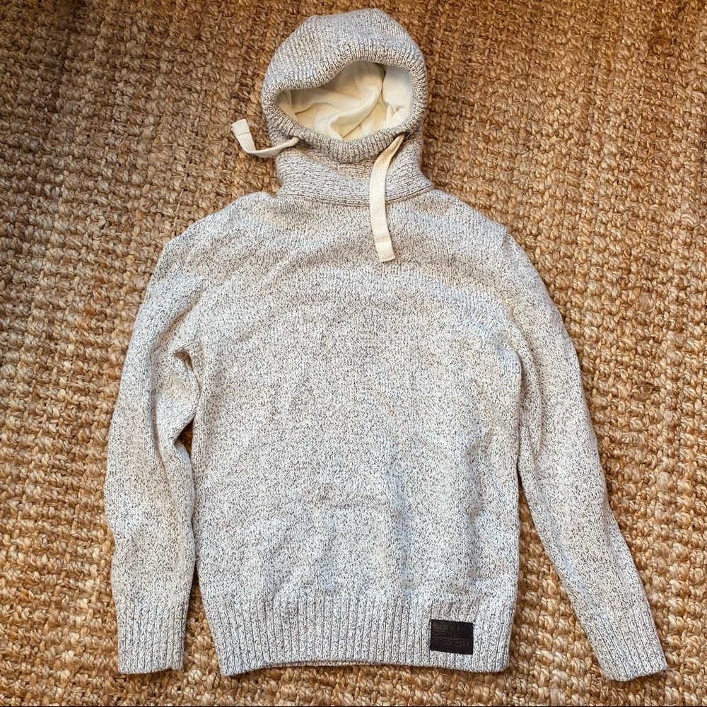 Superdry Stealth Mens Knit Cowl Neck Turtleneck Hoody Sweater - XL (M/L)